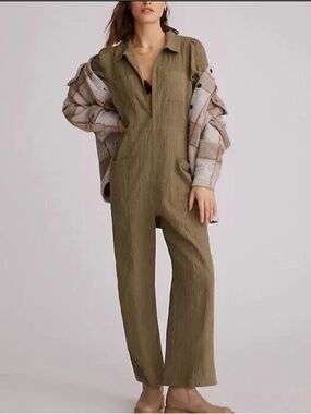 Anthropologie The Odells Tamil Textured Utility Jumpsuit Coveralls